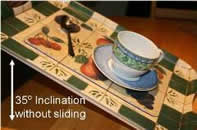 PVC Clear Non Slip Tablemat on tray at an angle
